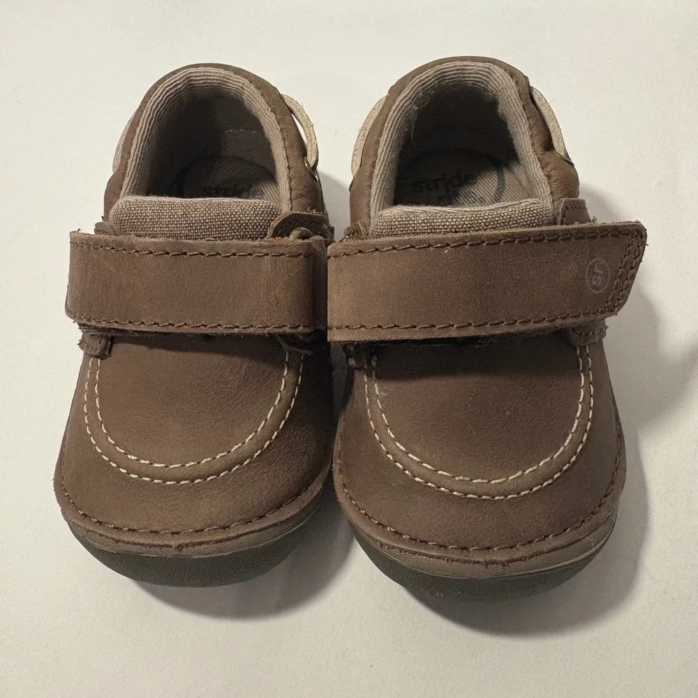 Stride Rite NEW w Box 3.5W Brown Sm Wally Loafer‎ Boat Shoes Hook & Loop
